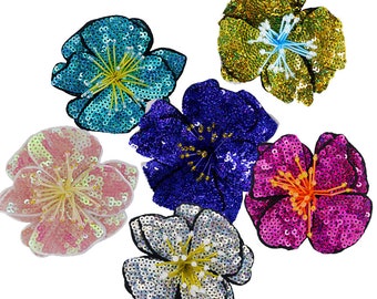 Patch di fiori di paillettes, patch di fiori 3D, patch floreale, applique di fiori di perline, patch di ricamo cucire su 1 pezzo