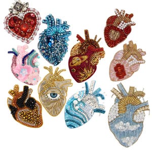 Beaded Heart Patches Crown Heart Decor Badges Applique Sew on  Patches for Brooches Clothes Decorated Sewing DIY