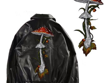 Parches largos de hongos Parches de bordado Aplique para ropa Aplique Decorado Coser en insignias 1 pieza