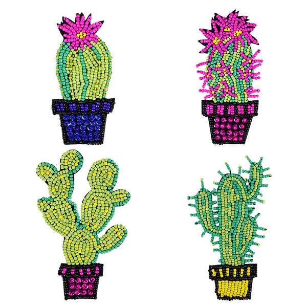 Cactus Patch, Mexican Nopal Patches, Mexican patch, Nopal Cactus Beaded Applique, Cacti Applique, Cactus Patch Sew On