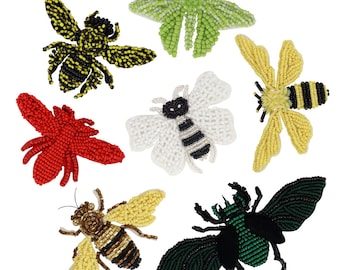 Beaded Insect Rhinestones Bee Patches Crystal Bee Applique Sew on Badges for DIY Personalized Gift Earring Decor 1 piece