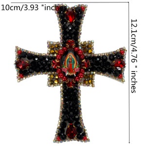 Cross Patches Lady of Guadalup Applique Mexican Fork Art Patches Jesus Patches Flaming Milagro Heart Applique Sew on A