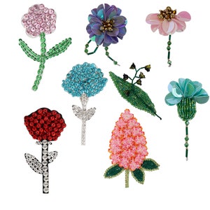 Sequin Flower Beaded Rhinestones Floral Patches Handmade Flower Personalized DIY Flower Applique Sew on Clothing