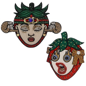 Strawberry Patches Sew On Patch Embroidered Applique Beaded Rhinestones Label Patches Fahion Brand Clothes Badge 1 piece