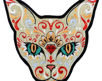 Embroidery Cat Patches Iron on Badges Stickers Clothes Applique for Jacket Backpack Decorated Crafts Sewing