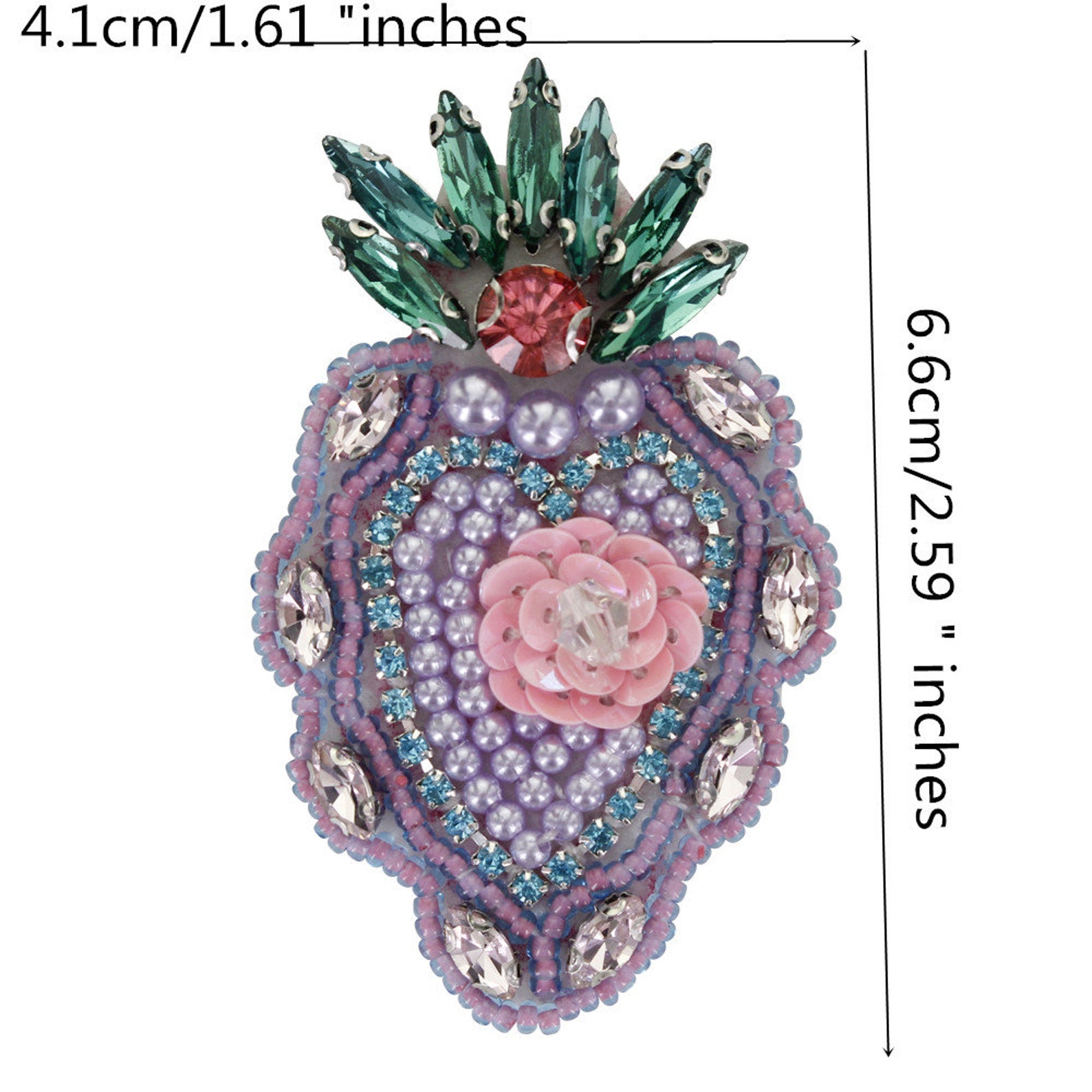 Heart Shape Beaded Accessory Patch in Black