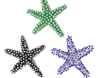 Beaded  Sea Star Patches Handmade  Badges Applique Motif Sew on Patches for DIY Personalized Clothes Decorated Accessories 1 piece