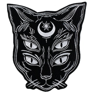 Fashion Black Cat Embroidery Patches Iron on Stickers DIY for Punk Jacket Back Badges Scrapbooking Decorated 2 pieces