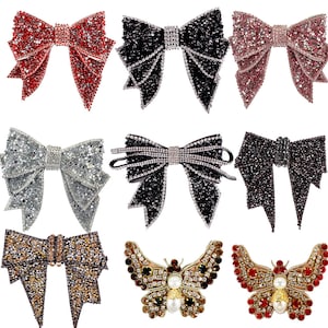 Beaded Bowknot  Patches Butterfly patches Sew on Rhinestones Applique Shoes Decorative Handwork Patches 2 pieces