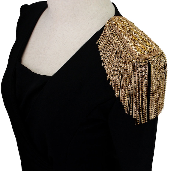 Tassel Epaulettes Shoulder Crystal Chain Fringe Shoulder Badge Etsy