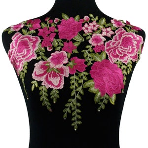 Floral Embroidered Applique Lace Motif Neckline Collar Patches Scrapbooking Sew on Decorative