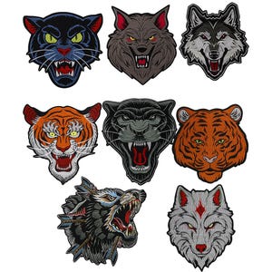 Parches termoadhesivos de Anime Beast, bordados con cabeza de lobo y tigre y reverso activado por calor, sin costuras, para chaquetas, apliques estilo manga.