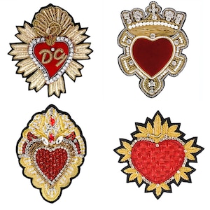 Milagro Heart Patches Indian Wire Badges Crown Badges Luxury Diamond Emblem Applique Sew on  Decorative Patches  1 piece