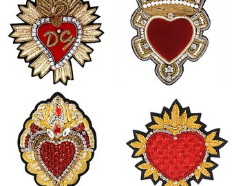 Milagro Heart Patches Indian Wire Badges Crown Badges Luxury Diamond Emblem Applique Coudre sur des patchs décoratifs 1 pièce