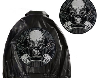 Racing Car Driver Skull Embroidery Patches Iron on Jacket Back Patches Clothes Decorated Badge