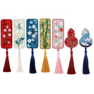 Chinesischer Stil Perlen Quasten Patch  Orientalische Stickerei Applikation mit Franse Festival Hand Fächer Anhänger Aufnäher für Kleidung