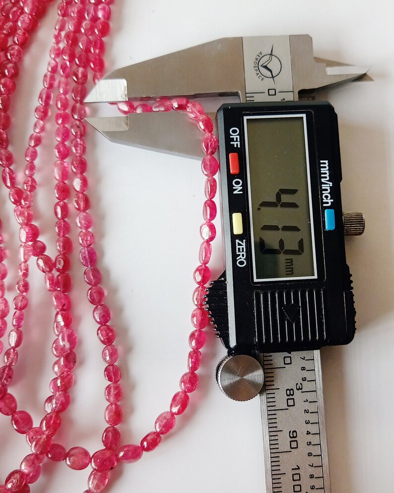 43 cts.Pink Burmese Spinel Plain Oval Beads 16 String 3.20x3.80-4.50x5.70MM Necklace with Tassel