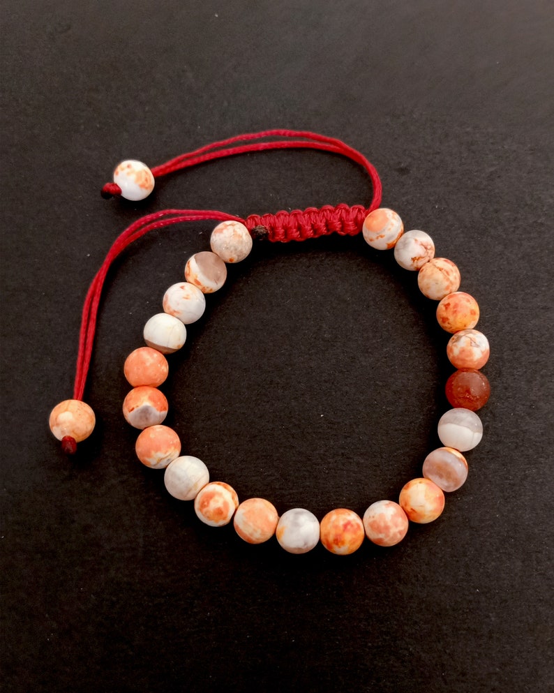 Healing for Men /& Women Gemstones Beads Gift for Men And Women Real Stone Bracelet Orange Jasper Unisex Adjustable Bracelet Meditation