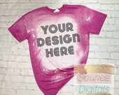 Bleached Gildan Softstyle Heather Heliconia 64000 Shirt Mock-up White Brick Neutral background Shirt Mock-up, DIGITAL FILE ONLY