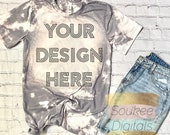 Bleached Bella Canvas Heather Storm 3001cvc Shirt Mock-up, DIGITAL FILE ONLY