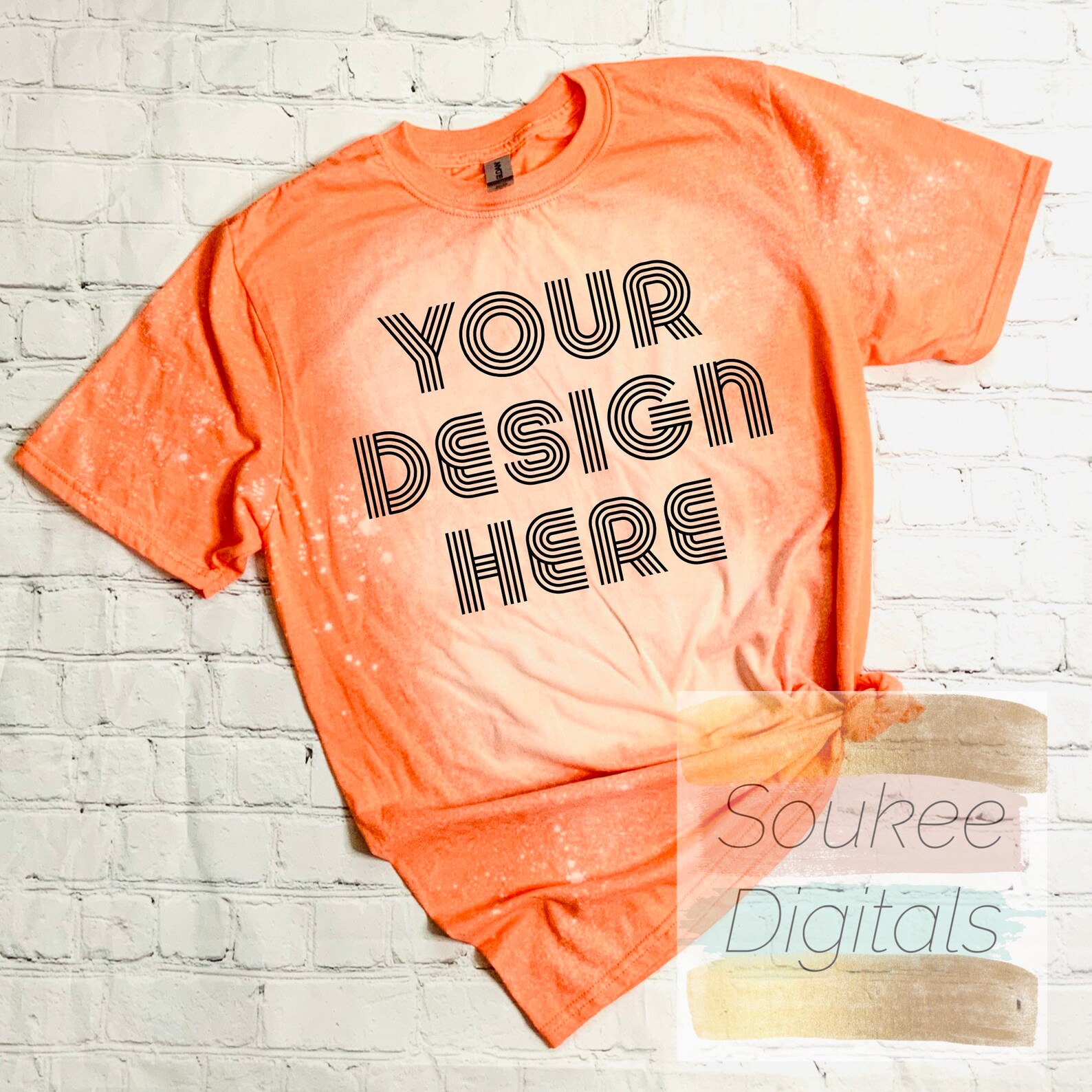 Bleached Gildan Softstyle Heather Orange 64000 Shirt Mockup Etsy