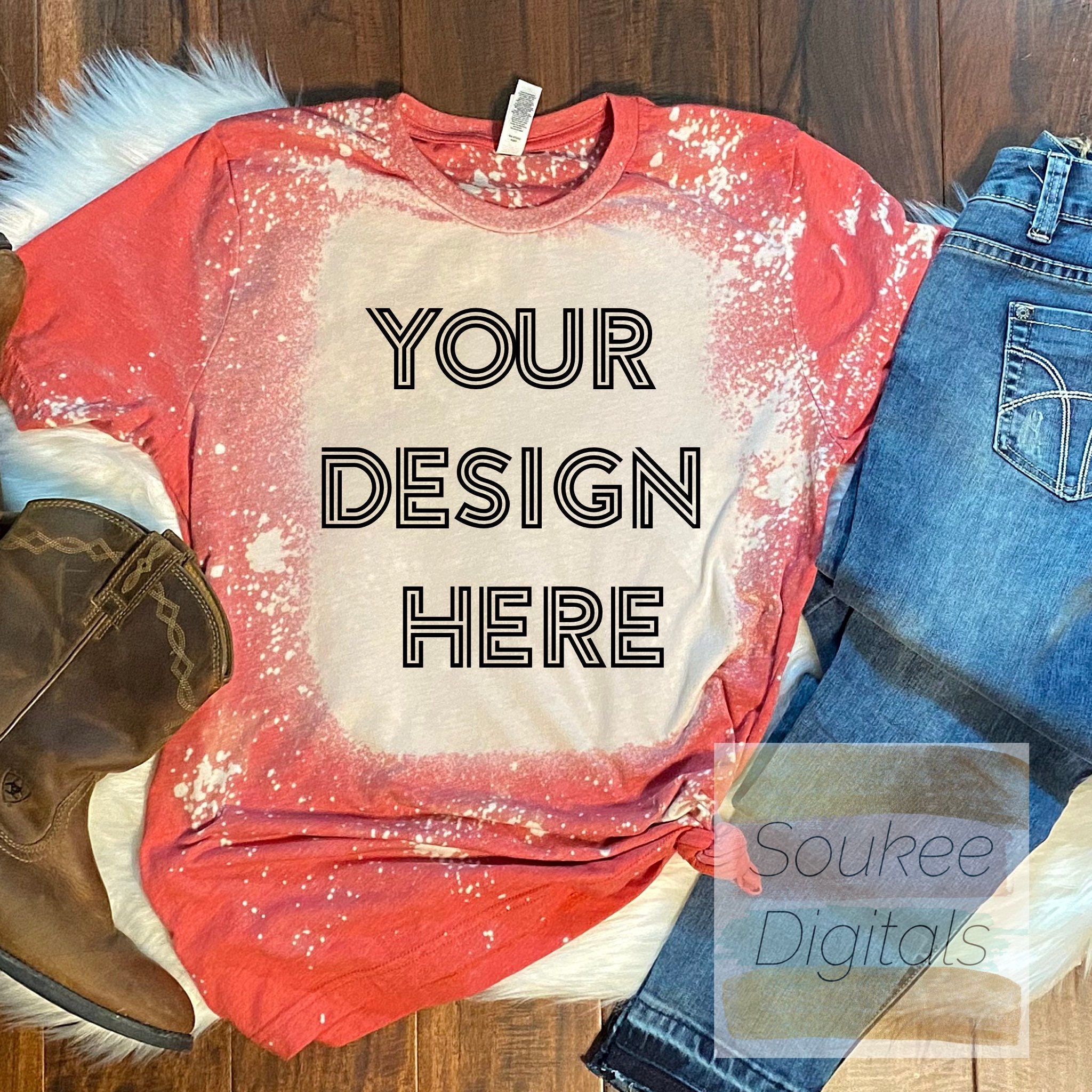 Bleached Bella Canvas Heather Red 3001cvc Shirt Mockup Etsy Sweden