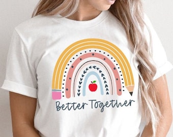 Camisa mejor juntos, los maestros aprenden mejor juntos, aprenden mejor juntos, camisa del maestro, aula mejor juntos, primaria