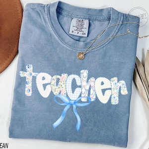 Comfort Colors® Teacher Shirt, Cute Teacher Gift Coquette Bow Teacher Tee, Gift for Teacher, Teaching Shirt, Teacher Appreciation Gift