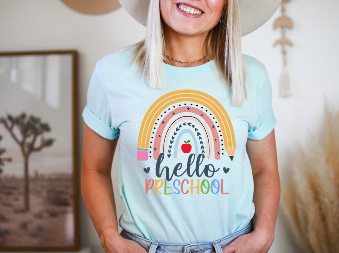 Preschool Teacher Shirt Hello Preschool Shirt Preschool | Etsy