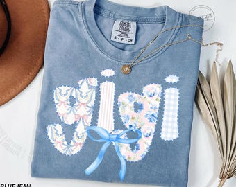 Comfort Colors® Gigi Shirt, Geschenk für Gigi Tshirt, Muttertagsgeschenk für Oma Geschenke, Coquette Bow Gigi Shirt, Babymitteilungsshirt