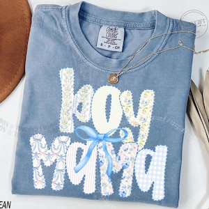 Comfort Colors® Boy Mom Shirt, Coquette Bow Mama Shirt, Pregnancy Announcement Boy, Mama of Boys Shirt, Mother&#39;s Day Gift, Cute Mom Tee