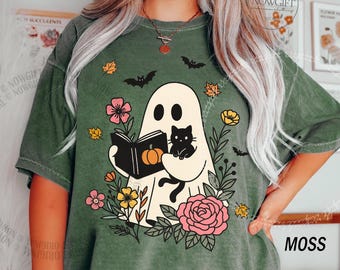 Halloween Shirt, Cute Halloween Ghost Shirt, Spooky Pumpkin Shirt, Comfort Colors® Halloween Cat Shirt, Spooky Season Tee, Fall Shirt