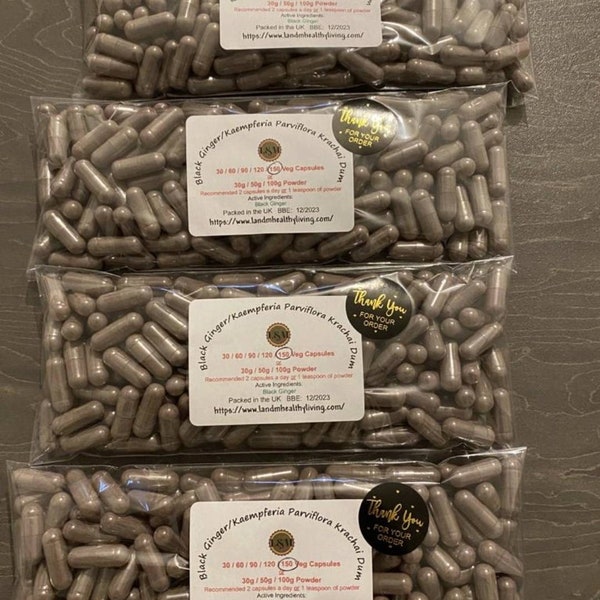 Black Ginger Root Kaempferia Parviflora Krachai Dum Capsules - Originally from Thailand - UK Packed!!