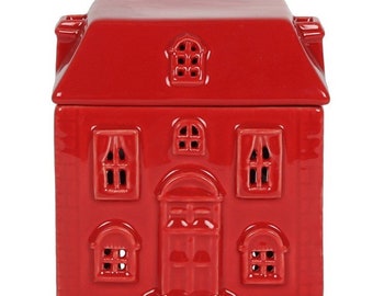 Ceramic House Wax Burner Red or White