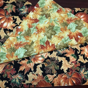 Reversible Pumpkin Harvest Table Placemats Autumn or Fall Leaves Sunflowers and Scarecrow Placemats Double Sided Dining Accent Set of 6 image 5