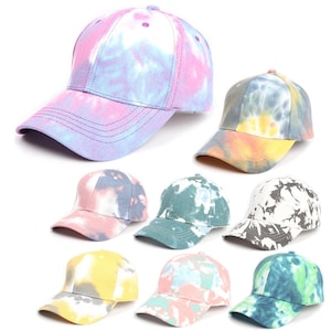 Cappello da baseball unisex Tie Dye, berretto da baseball con cinturini regolabili, visiera ricurva, berretto con visiera curva Tie Dye
