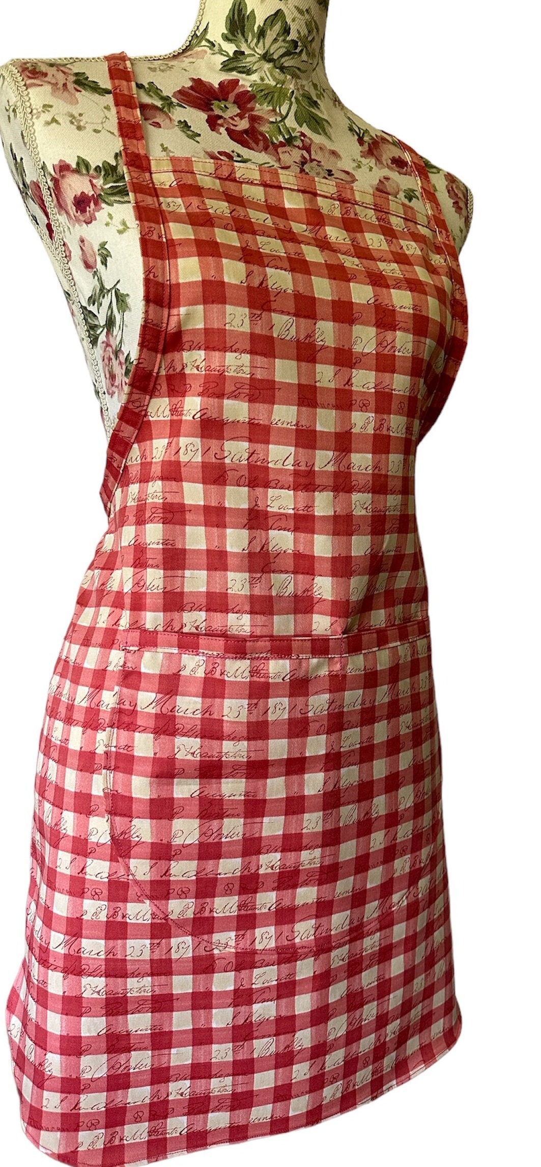 Fashion Vintage Red Checkers Print Woman Chef Apron; Everyday Baking ...
