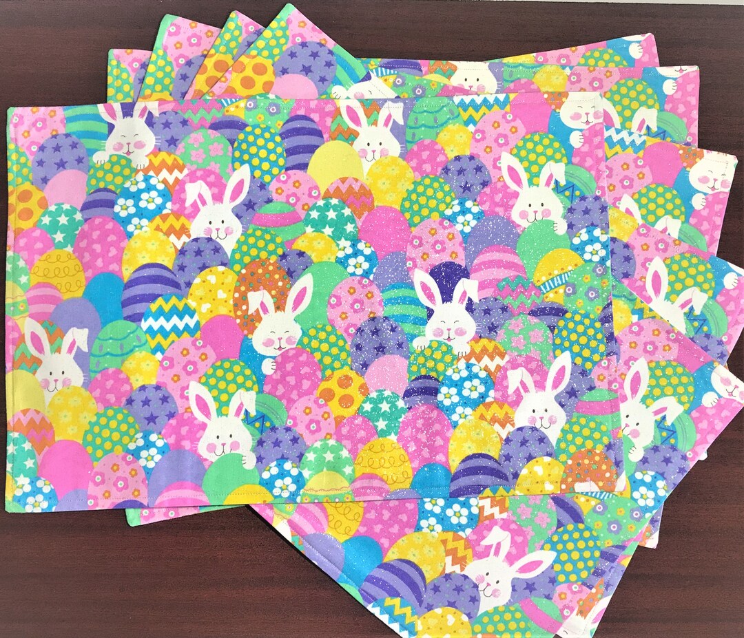 EASTER Placemats Reversible BUNNIES and EGGS Placemats Spring Placemats