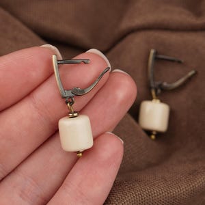 Minimalist Ceramic Earrings, Neutral Drop Earrings, Simple Elegant Everyday Jewelry