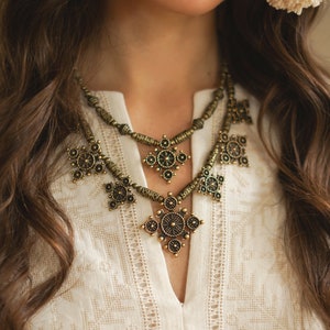 Ethnic Ukrainian Necklace, Author&#39;s Brass Zgards, Cast Brass Jewelry, Unique Metal Necklace, Royal Jewelry, Mother Gift Idea, Ukrainian Mood