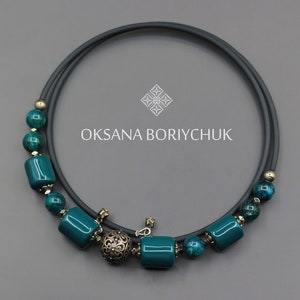 Elegant Ceramic Choker In Deep Turquoise, Teal Blue Beads, Teal Green Jewelry, Ocean Blue Necklace, Trendy Teal Color Statement Gift for Her