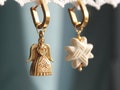 Angel Earrings: Brass & Ceramic Star Dangle, Handmade Christmas Jewelry product logo