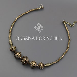 Elegant Metal Necklace By Ukrainian Designer Boriychuk, Statement Necklace, Unique Brass Jewelry, Vintage Style Jewelry, Women&#39;s Gift Idea