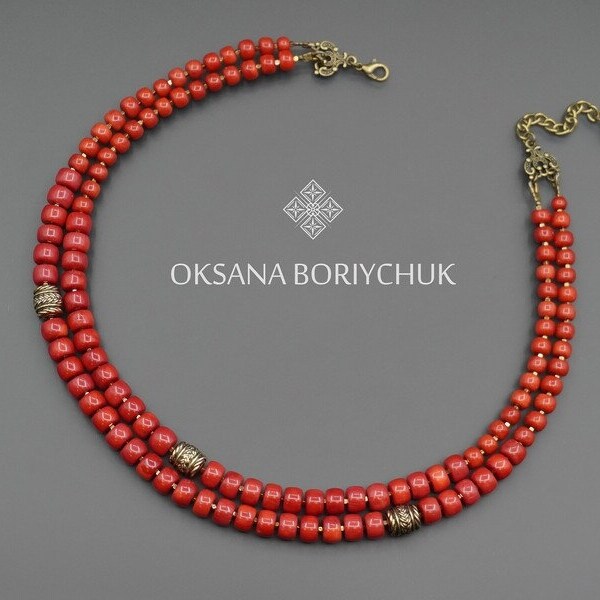 Unique Red Coral Necklace, Traditional Ukrainian Namysto, Vyshyvanka Accessory, Necklace By Boriychuk, Bridal Red Necklace, Gift For Her