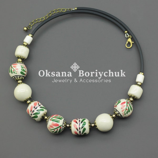 Choker by Ukrainian designer, Floral Symbol Choker, Unique Jewelry by Oksana Boriychuk, Handmade ethnic jewelry, Holiday gift idea for mom