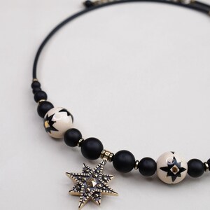 Celestial Choker Necklace with Brass North Star Pendant, Festive Holiday Jewelry Gift for Christmas image 4