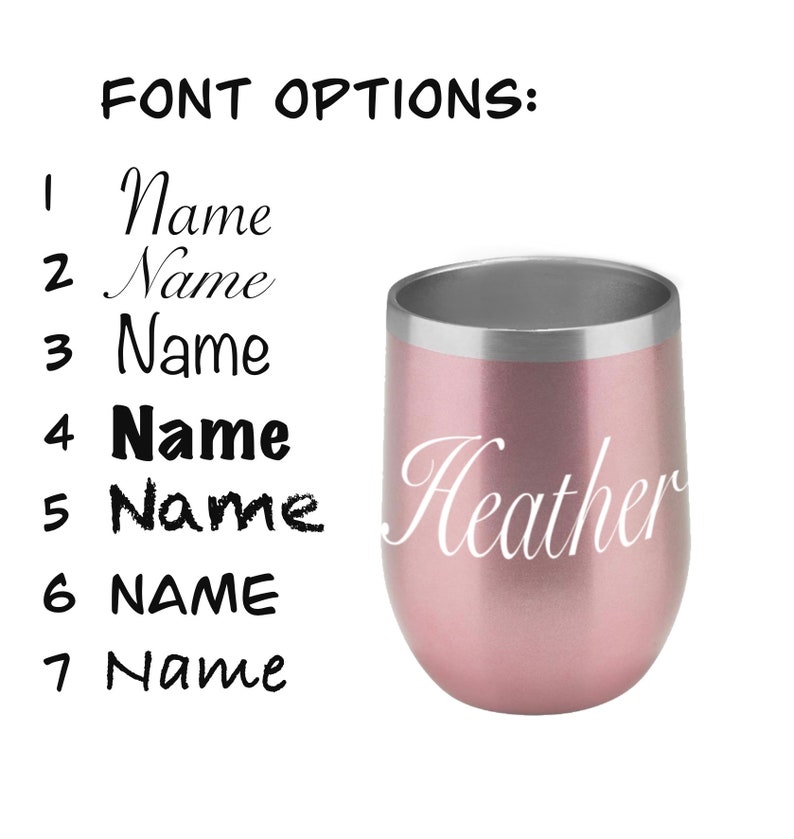 12 oz /& Straw Travel Stemless Wine Glass Cup Lid Your Name Cup Custom Name Rose Gold Tumbler Double Wall Vacuum Insulated
