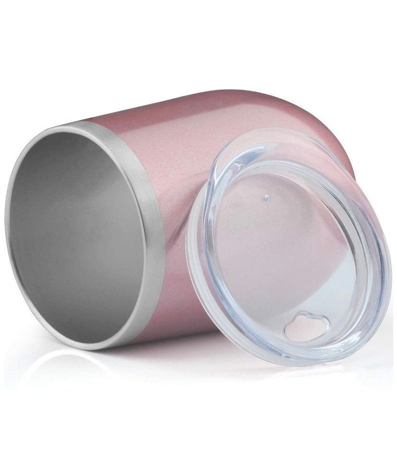 12 oz /& Straw Travel Stemless Wine Glass Cup Lid Your Name Cup Custom Name Rose Gold Tumbler Double Wall Vacuum Insulated