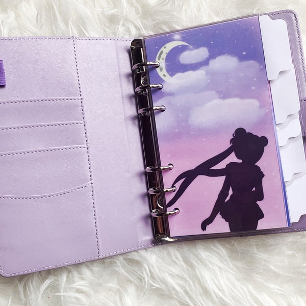 Purple Cash envelope Journal, Anime Inspired sailor moon Fan Art envelopes set of 5, Cash Envelope Wallet Personal Planner, Budget System