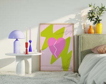 Electric Heart (Lime) Art Print